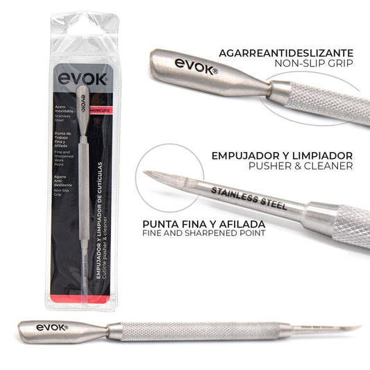 Empuja Cutícula Uñas doble punta EVOK