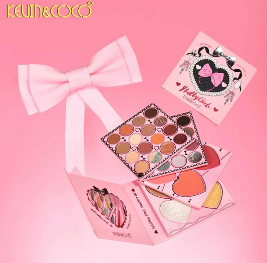 Paleta Sombra, Blush, Iluminador Kevin y Coco